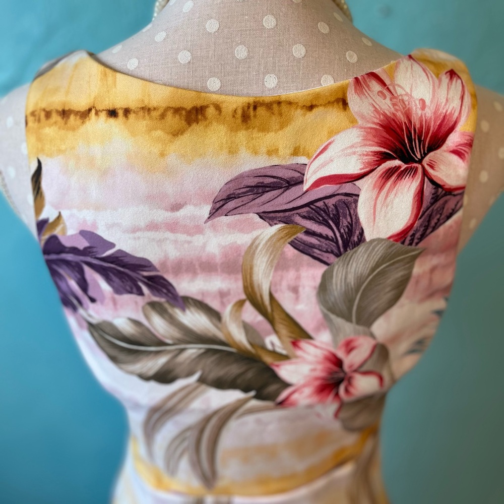 Guess Floral Midi Dress in Pink and Yellow - Picture 3 of 4